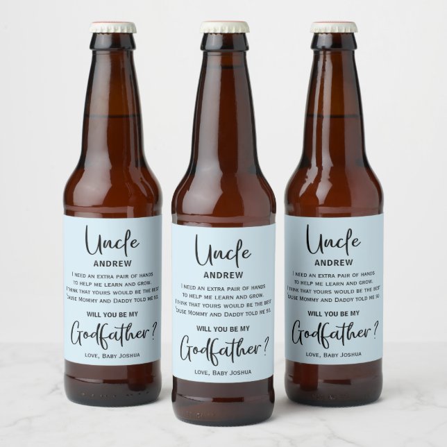 Modern Marble Godfather Proposal Beer Bottle Label (Bottles)