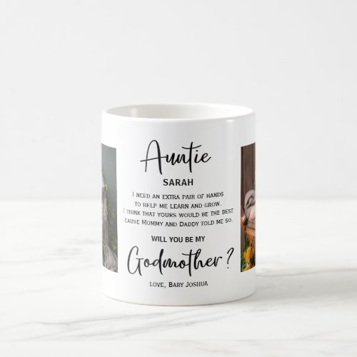 Modern Marble Godmother Photo Proposal Coffee Mug