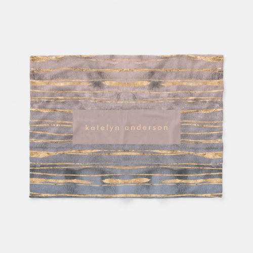 Modern Marble Gold Foil Gemstone Interior Designer Fleece Blanket