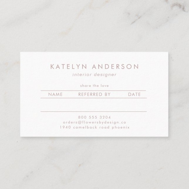 Modern Marble Gold Foil Gemstone Interior Designer Referral Card (Back)