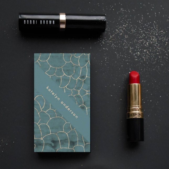 Modern Marble Gold Gemstone Teal Interior Designer Business Card (Creator Uploaded)