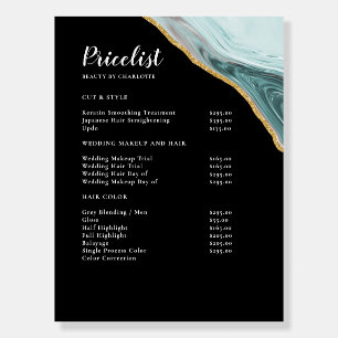 Modern Marble Gold Salon Price List Boards