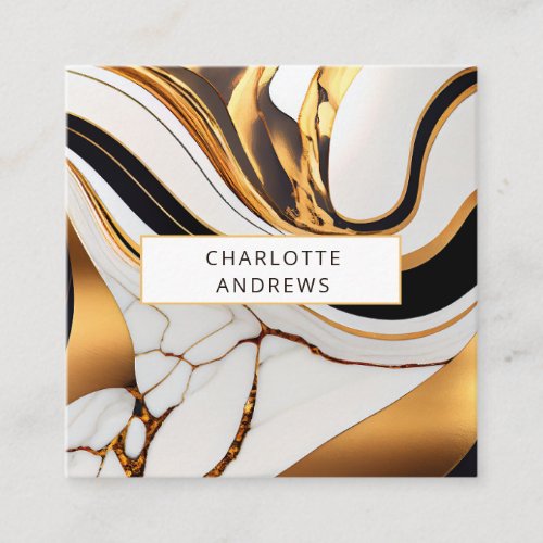 Modern Marble Gold Square Business Card