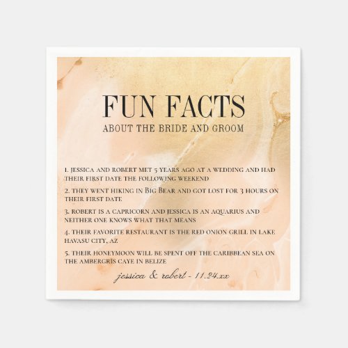 Modern Marble Golden Peach Fun Facts Napkins
