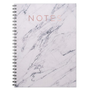 Modern Marble Gray White & Rose Gold Pink Notes Notebook