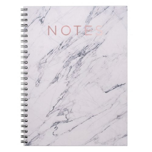 Modern Marble Gray White  Rose Gold Pink Notes Notebook