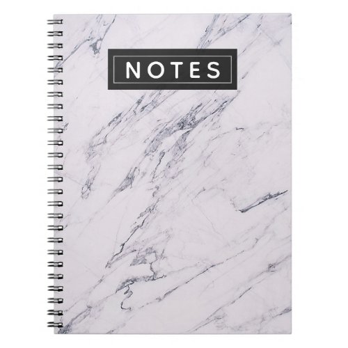 Modern Marble Grey White Black Chic Personalized Notebook