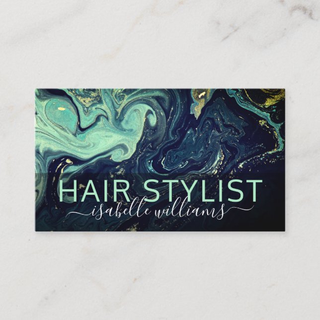 Modern Marble Hair Stylist  Business Card (Front)