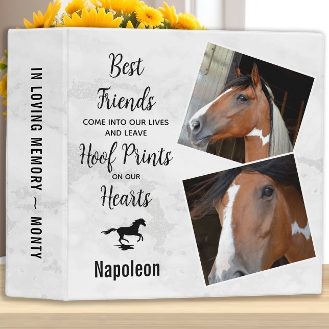 Modern Marble Horse Memorial Photo Album 3 Ring Binder (Creator Uploaded)