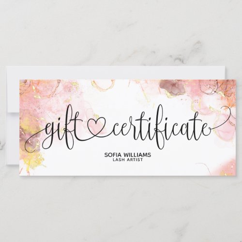Modern Marble Ink Certificate Gift Card