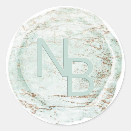 Modern Marble Jade Monogrammed Wax Seal Sticker