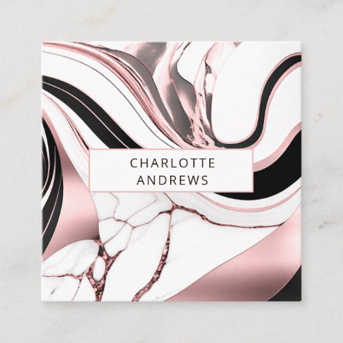 Modern Marble Light Pinkgold Square Business Card