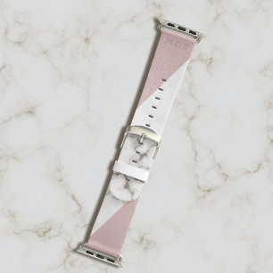 Modern Marble Monogram Blue Pink Apple Watch Band
