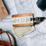 Modern Marble Monogram Striped Luggage Tag<br><div class="desc">Add your initials and address details on the reverse and set sail on your travels. Suitable for all modern marble lovers and those who have a copper crush. (that would be me). All faux and fabulous. Just add your initials</div>
