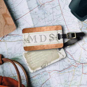 Modern Marble Monogram Striped Luggage Tag by mothersdaisy at Zazzle