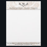Modern Marble Monogram Wreath Letterhead<br><div class="desc">These letterheads are simple yet very stylish. They are easy to personalize and can be used for both personal or business purposes to ensure you give that wow factor to your notes and communications.</div>