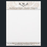 Modern Marble Monogram Wreath Letterhead<br><div class="desc">These letterheads are simple yet very stylish. They are easy to personalize and can be used for both personal or business purposes to ensure you give that wow factor to your notes and communications.</div>