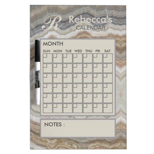 Modern Marble Monthly Personal Planner Calendar Dry Erase Board