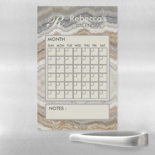 Modern Marble Monthly Personal Planner Calendar Magnetic Dry Erase Sheet