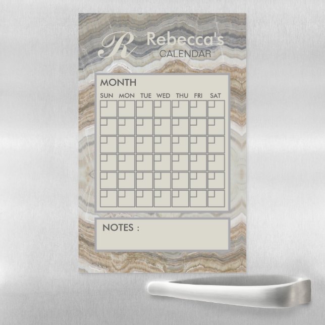 Modern Marble Monthly Personal Planner Calendar Magnetic Dry Erase Sheet (In Situ)