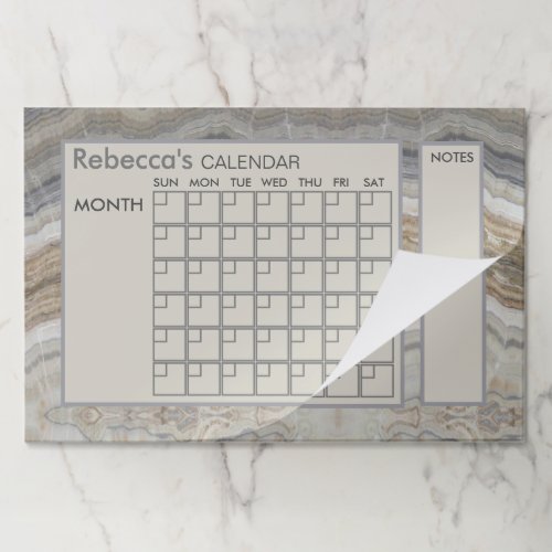 Modern Marble Monthly Personal Planner Calendar Paper Pad
