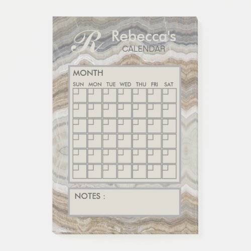 Modern Marble Monthly Personal Planner Calendar Post_it Notes
