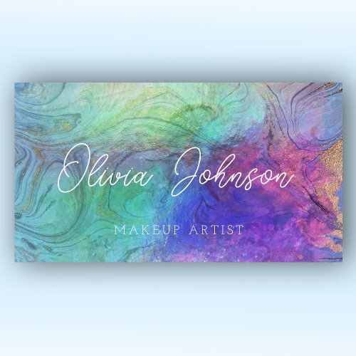 Modern Marble Opal Holographic Business Card