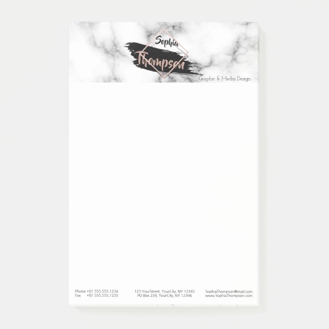 Modern Marble Paint Stroke Name - Post-it® Notes (Front)