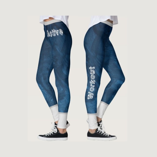 Modern marble pattern l Navy blue l Workout Leggings (Creator Uploaded)