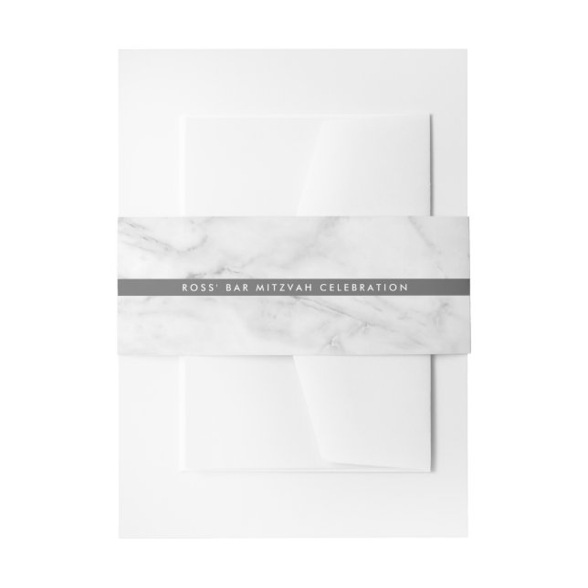 MODERN MARBLE pattern simple grey gray white Invitation Belly Band (Front Example)