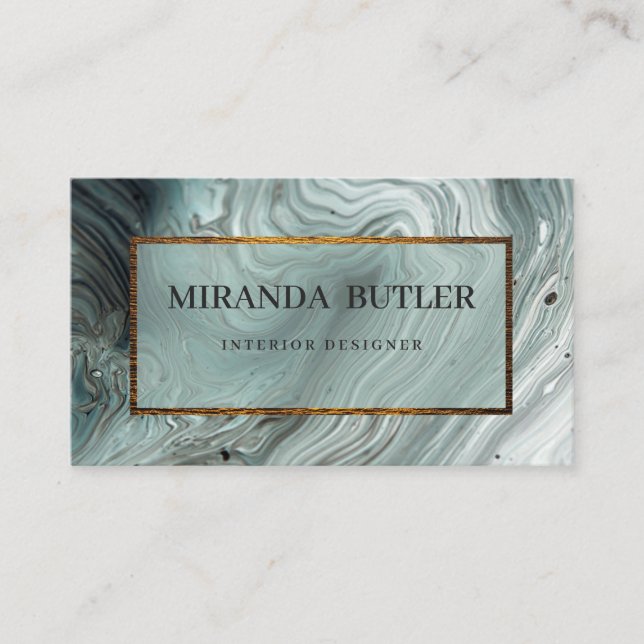 Modern Marble Personalized Personal Golden Frame B Business Card (Front)