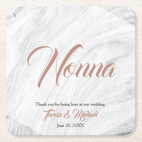 Modern Marble Personalized place card Square Paper Coaster