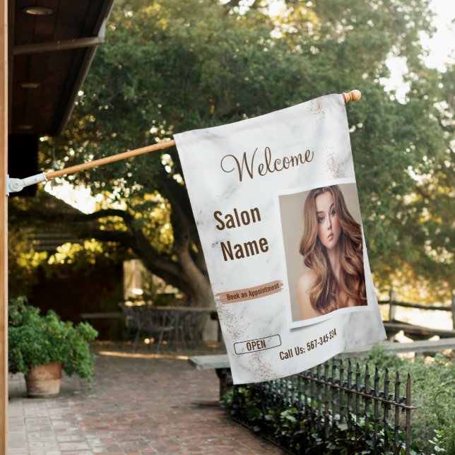 Modern Marble Personalized Salon Entrance Sign (In SItu)