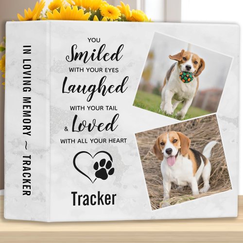 Modern Marble Pet Loss Dog Memorial Photo Album 3 Ring Binder