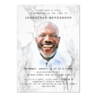 Modern Marble Photo Celebration of Life / Funeral Invitation