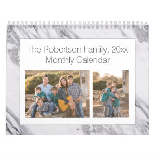 Modern Marble Photo Collage 24-Image Family Calendar