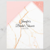 Modern Marble Pink and Gold Bridal Bingo (Back)