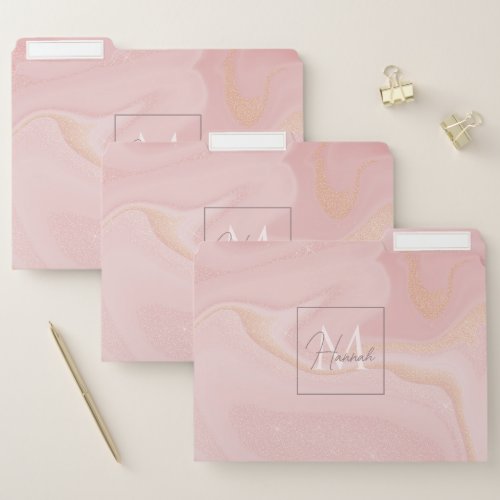 Modern Marble Pink Gold Glitter Background File Folder