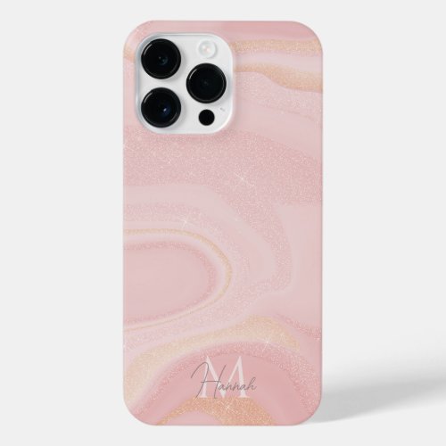 Modern Marble Pink Gold Glitter Background iPhone 14 Pro Max Case