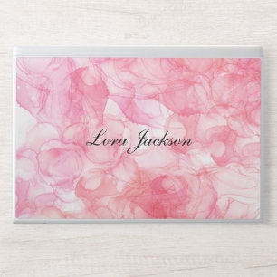 Modern Marble pink white personalized name HP Laptop Skin