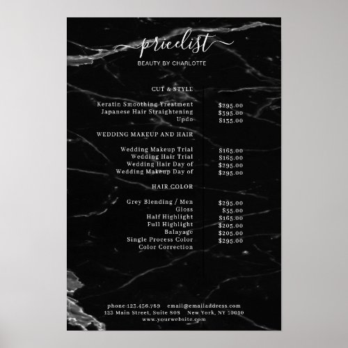 Modern Marble Price List Poster