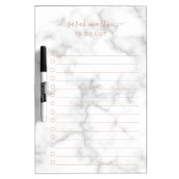 Modern Marble Rose Gold Elegant Dry Erase Board