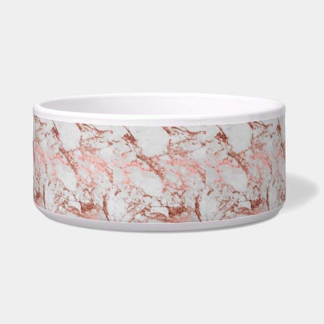 Modern Marble Rose Gold Glitter Bowl (Front)