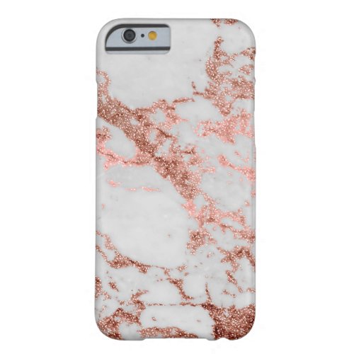 Modern Marble Rose Gold Glitter Barely There iPhone 6 Case