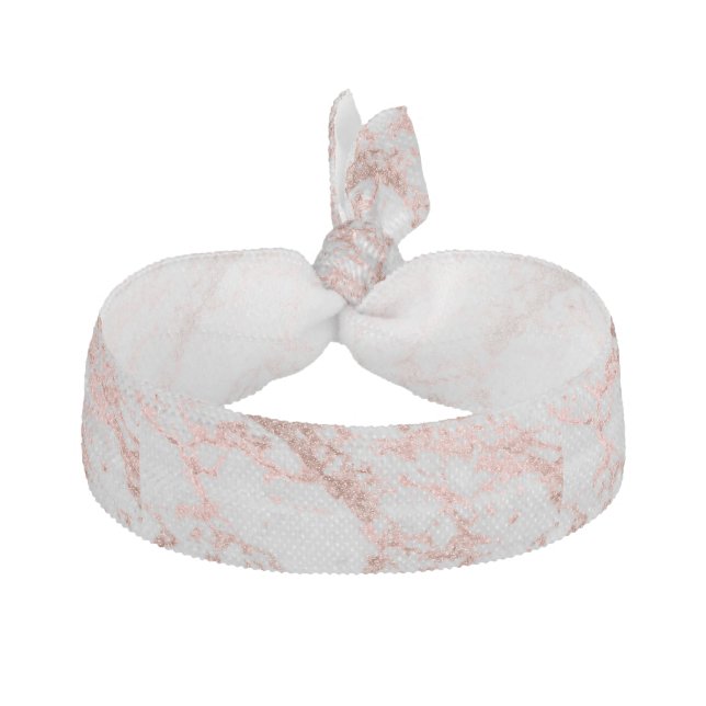Modern Marble Rose Gold Glitter Elastic Hair Tie (Front)