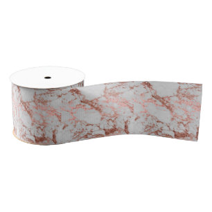 Modern Marble Rose Gold Glitter Grosgrain Ribbon
