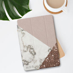 Modern Marble Rose Gold Glitter iPad Pro Cover