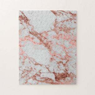 Modern Marble Rose Gold Glitter Jigsaw Puzzle