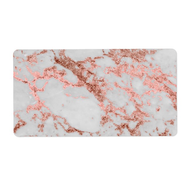 Modern Marble Rose Gold Glitter Label (Front)
