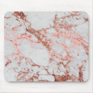 Modern Marble Rose Gold Glitter Mouse Pad